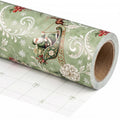 Vintage Santa wrapping paper roll, unrolled to show the white back with cut lines