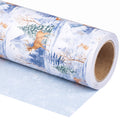 Winter Woodland wrapping paper roll, unrolled to show the pale blue back